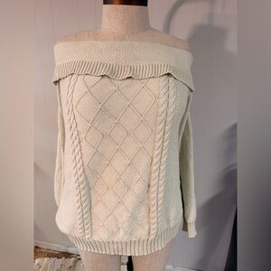 Lane Bryant Off-Shoulder Sweater - Beige